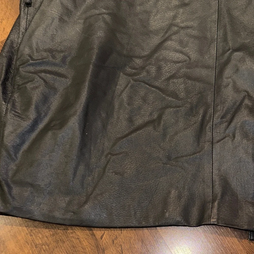 VINTAGE Men's Black Leather Hooded Charles Klein Jacket (2XT)
